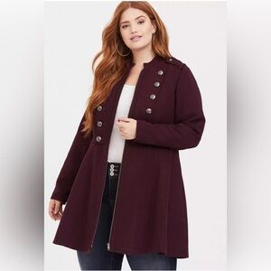 TORRID Sz 3 Military Style Jacket Epaulettes Zipper Closure Decorative Buttons